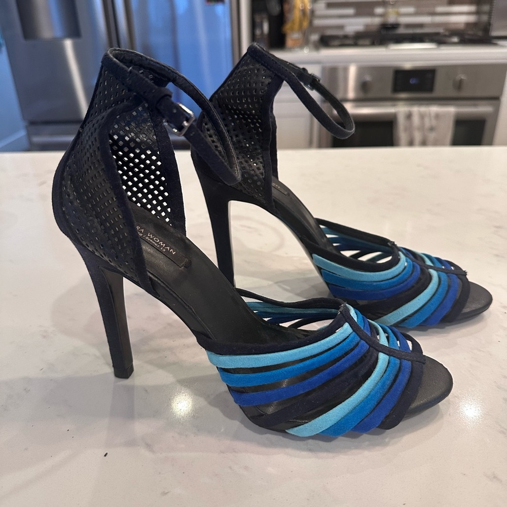 Zara Black and Blue Ankle Starp Women's Heels Size 40 EU / 9US